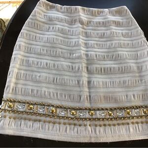 Elegant White Skirt with Gold Accents